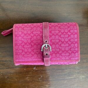 Coach Fuchsia Wallet with Strap Accent